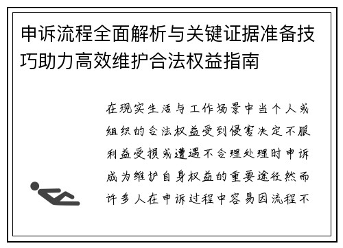 申诉流程全面解析与关键证据准备技巧助力高效维护合法权益指南